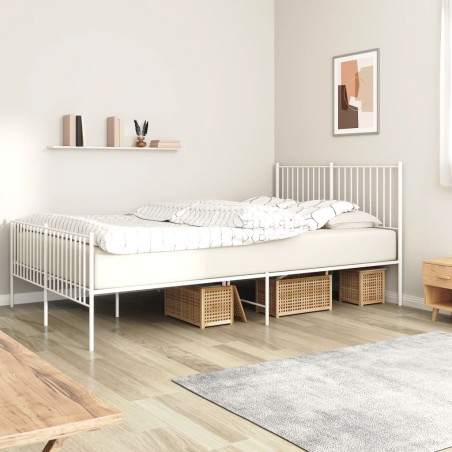 vidaXL Estructura cama metal con cabecero y estribo blanco 160x200 cm