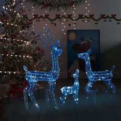 vidaXL Familia de renos de Navidad acrílico 300 LEDs azules