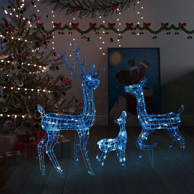 vidaXL Familia de renos de Navidad acrílico 300 LEDs azules vidaXL Familia de renos de Navidad acrílico 300 LEDs azules
