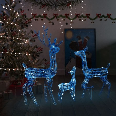 vidaXL Familia de renos de Navidad acrílico 300 LEDs azules