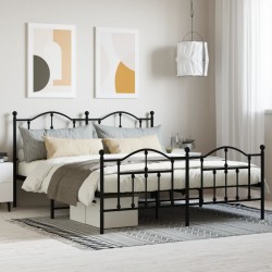 vidaXL Estructura de cama cabecero y pie de cama metal negro 180x200cm