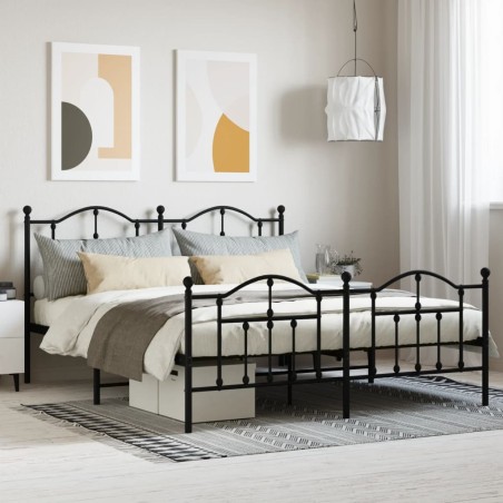 vidaXL Estructura de cama cabecero y pie de cama metal negro 180x200cm