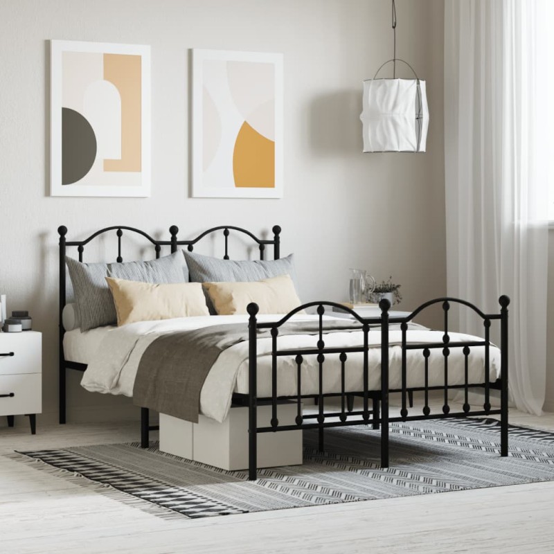 vidaXL Estructura de cama con cabecero y pie metal negro 120x190 cm