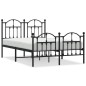 vidaXL Estructura de cama con cabecero y pie metal negro 120x190 cm