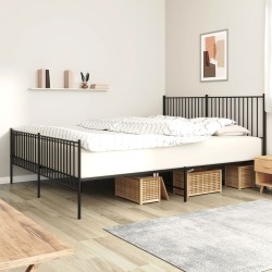 vidaXL Estructura de cama cabecero y pie de cama metal negro 193x203cm