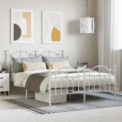 vidaXL Estructura cama metal con cabecero y estribo blanco 140x200 cm