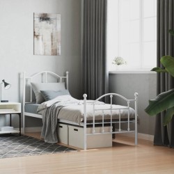 vidaXL Estructura cama metal con cabecero y pie cama blanca 75x190 cm