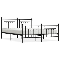 vidaXL Estructura de cama cabecero y pie de cama metal negro 160x200cm