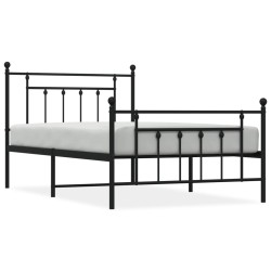 vidaXL Estructura de cama con cabecero y estribo metal negro 107x203cm