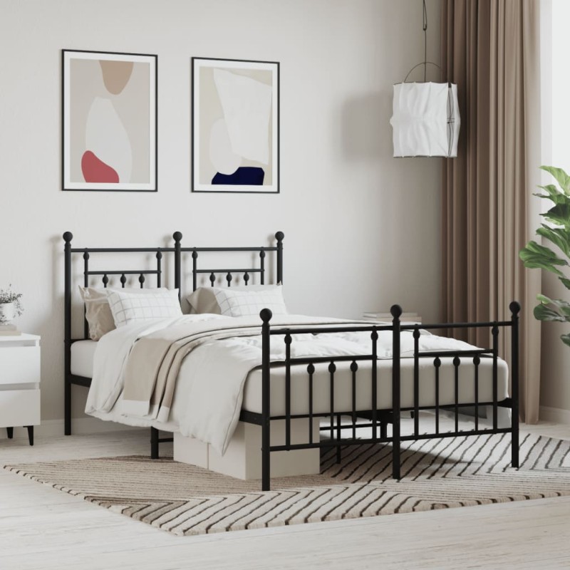 vidaXL Estructura de cama cabecero y pie de cama metal negro 120x200cm vidaXL Estructura de cama cabecero y pie de cama metal negro 120x200cm