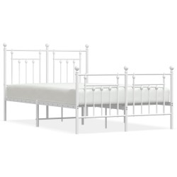 vidaXL Estructura cama metal con cabecero y estribo blanco 120x190 cm