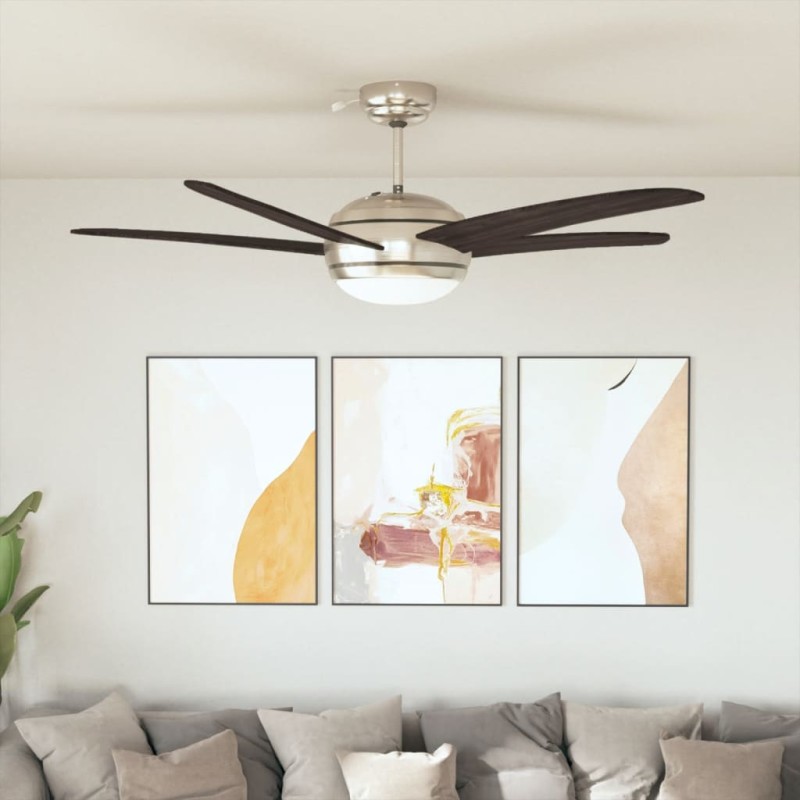 vidaXL Ventilador de techo adornado con lámpara 128 cm marrón vidaXL Ventilador de techo adornado con lámpara 128 cm marrón