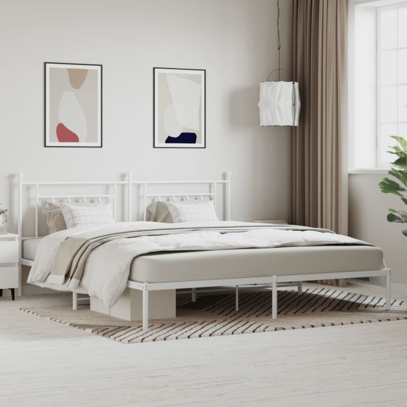 vidaXL Estructura de cama con cabecero metal blanca 200x200 cm