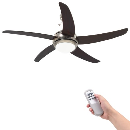 vidaXL Ventilador de techo adornado con lámpara 128 cm marrón