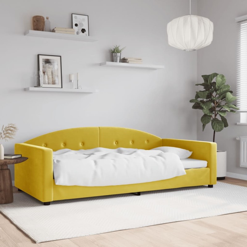 vidaXL Sofá cama terciopelo amarillo 100x200 cm vidaXL Sofá cama terciopelo amarillo 100x200 cm