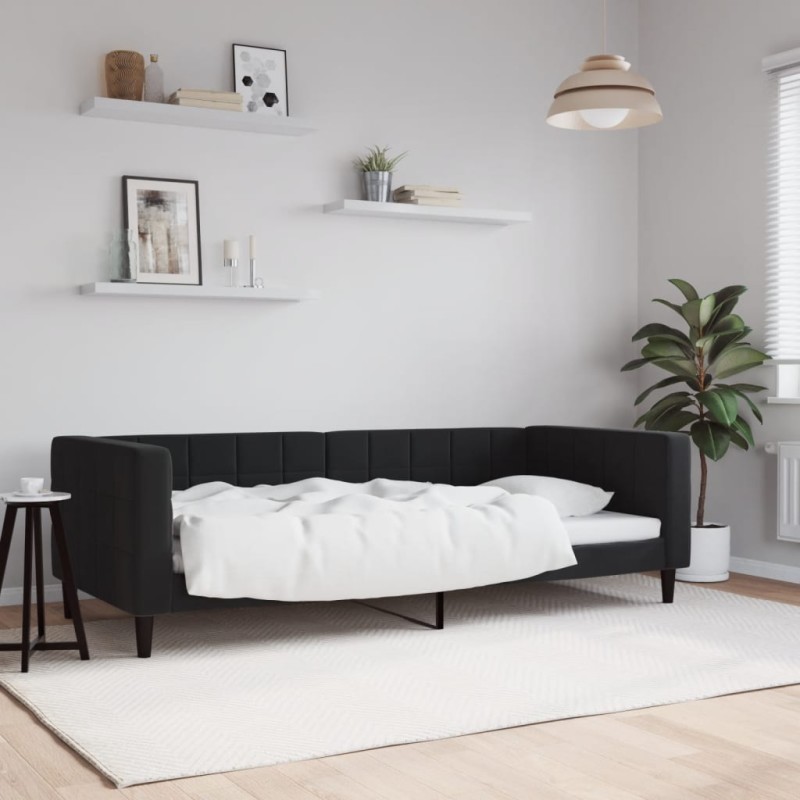 vidaXL Sofá cama terciopelo negro 90x200 cm vidaXL Sofá cama terciopelo negro 90x200 cm