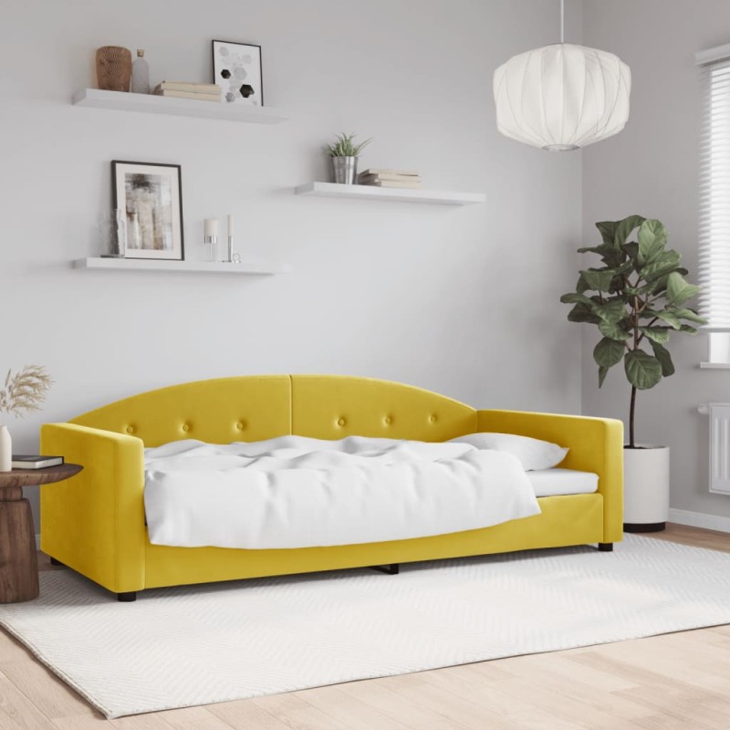 vidaXL Sofá cama terciopelo amarillo 90x200 cm vidaXL Sofá cama terciopelo amarillo 90x200 cm