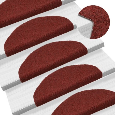 vidaXL Alfombrilla de escaleras 15 uds tela punzonada 65x21x4 cm rojo