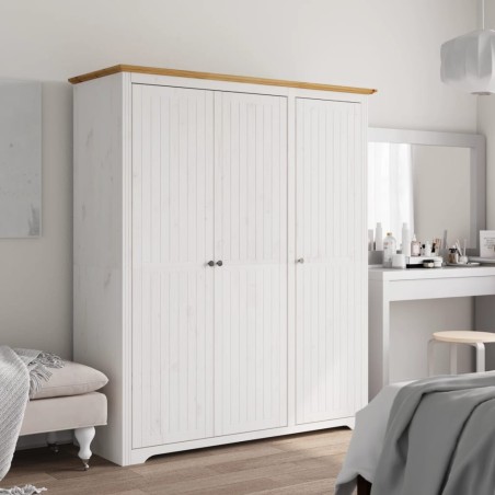 vidaXL Armario BODO madera maciza pino blanco marrón 151,5x52x176,5 cm