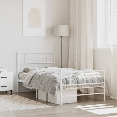 vidaXL Estructura cama metal con cabecero y pie cama blanca 80x200 cm