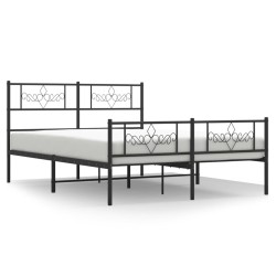 vidaXL Estructura de cama cabecero y pie de cama metal negro 160x200cm