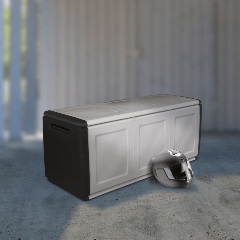 vidaXL Baúl de almacenaje jardín gris oscuro y negro 330 L 138x53x57cm vidaXL Baúl de almacenaje jardín gris oscuro y negro 330 L 138x53x57cm