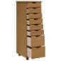 vidaXL Cajonera con ruedas MOSS madera maciza pino marrón miel vidaXL Cajonera con ruedas MOSS madera maciza pino marrón miel