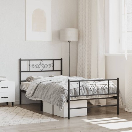 vidaXL Estructura de cama con cabecero y estribo metal negro 80x200 cm