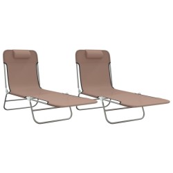 vidaXL Tumbonas plegables 2 uds acero y textilene marrón