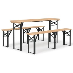 vidaXL Mesa y bancos plegables de bar 3 piezas madera maciza de abeto