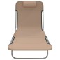 vidaXL Tumbonas plegables 2 uds acero y textilene gris taupe vidaXL Tumbonas plegables 2 uds acero y textilene gris taupe