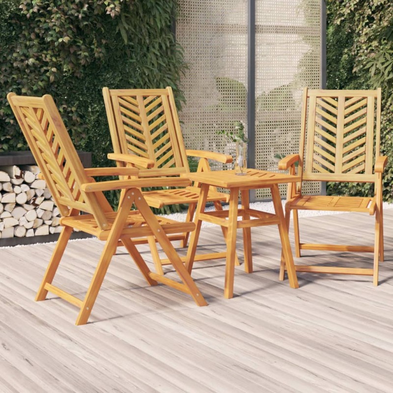 vidaXL Sillas de jardín reclinables 3 uds madera maciza acacia vidaXL Sillas de jardín reclinables 3 uds madera maciza acacia