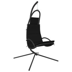 vidaXL Silla colgante de jardín con cojín acero y tela Oxford negro