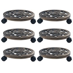 vidaXL Soporte con ruedas de plantas 6 uds plástico color bronce 30 cm
