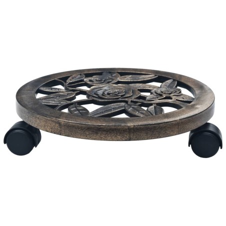 vidaXL Soporte con ruedas de plantas 6 uds plástico color bronce 30 cm