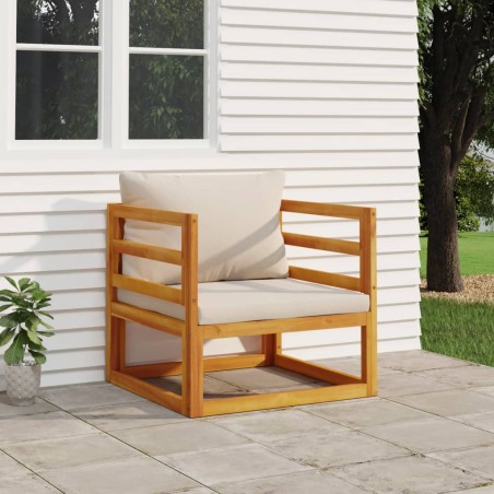 vidaXL Sillón de jardín madera maciza acacia con cojines gris claro