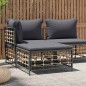 vidaXL Taburete de jardín con cojín ratán sintético gris oscuro vidaXL Taburete de jardín con cojín ratán sintético gris oscuro