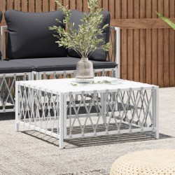 vidaXL Mesa de jardín tela tejida blanco 70x70x34 cm