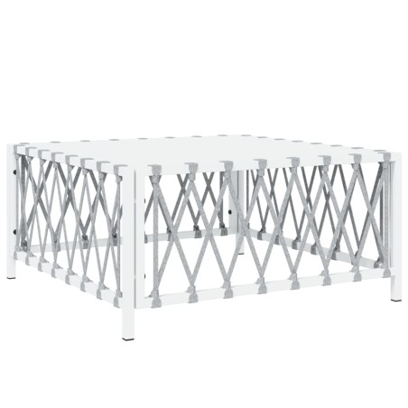 vidaXL Mesa de jardín tela tejida blanco 70x70x34 cm