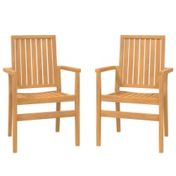 vidaXL Sillas de jardín apilables 2 uds madera de teca 56,5x57,5x91 cm