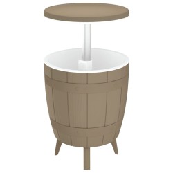 vidaXL Mesa nevera 3 en 1 polipropileno marrón claro
