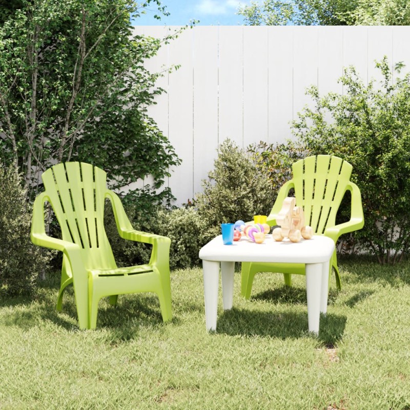 vidaXL Sillas de jardín niños 2 uds aspecto madera PP verde 37x34x44cm vidaXL Sillas de jardín niños 2 uds aspecto madera PP verde 37x34x44cm