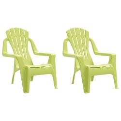 vidaXL Sillas de jardín niños 2 uds aspecto madera PP verde 37x34x44cm