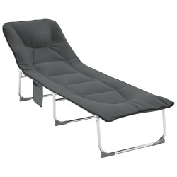 vidaXL Tumbona plegable tela gris antracita