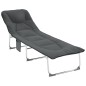 vidaXL Tumbona plegable tela gris antracita