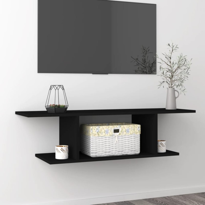 vidaXL Mueble de TV de pared negro 103x30x26,5 cm vidaXL Mueble de TV de pared negro 103x30x26,5 cm