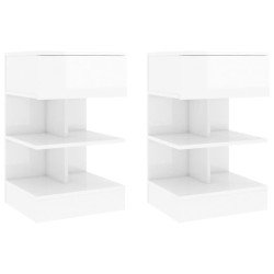 vidaXL Mesitas de noche 2 unidades blanco brillo 40x35x65 cm