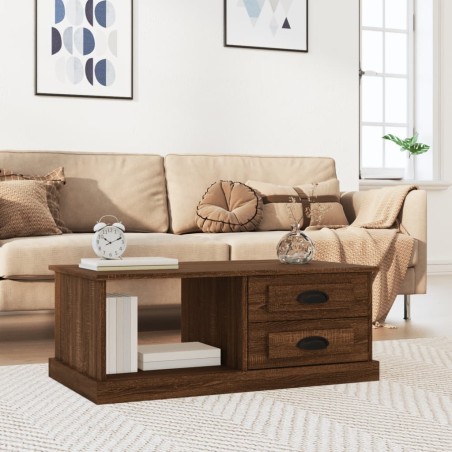 vidaXL Mesa de centro madera contrachapada roble marrón 90x50x35 cm