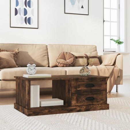 vidaXL Mesa de centro madera contrachapada roble ahumado 90x50x35 cm