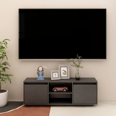vidaXL Mueble de TV madera maciza de pino gris 110x30x40 cm 